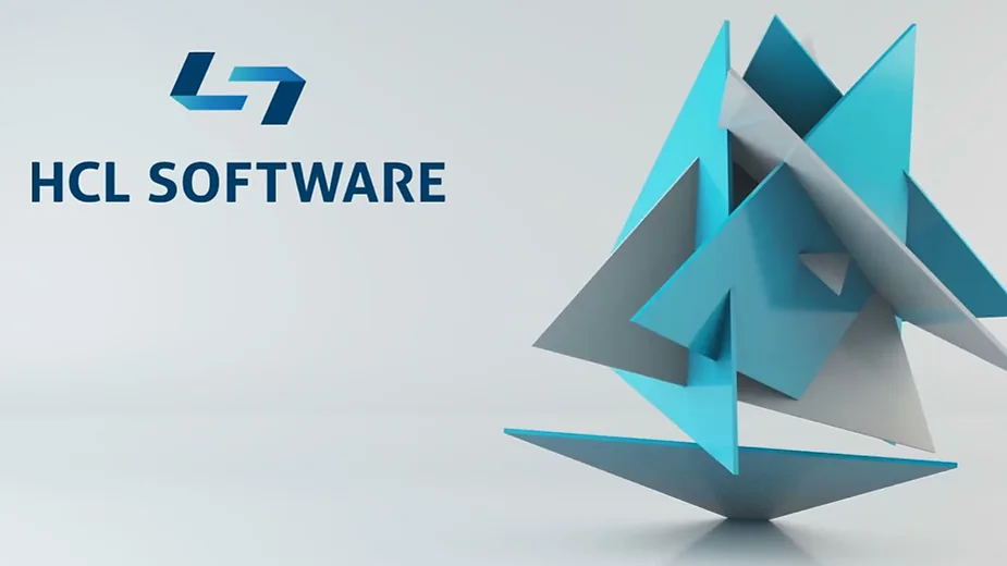 HCLSoftware logo with a geometric illustration
